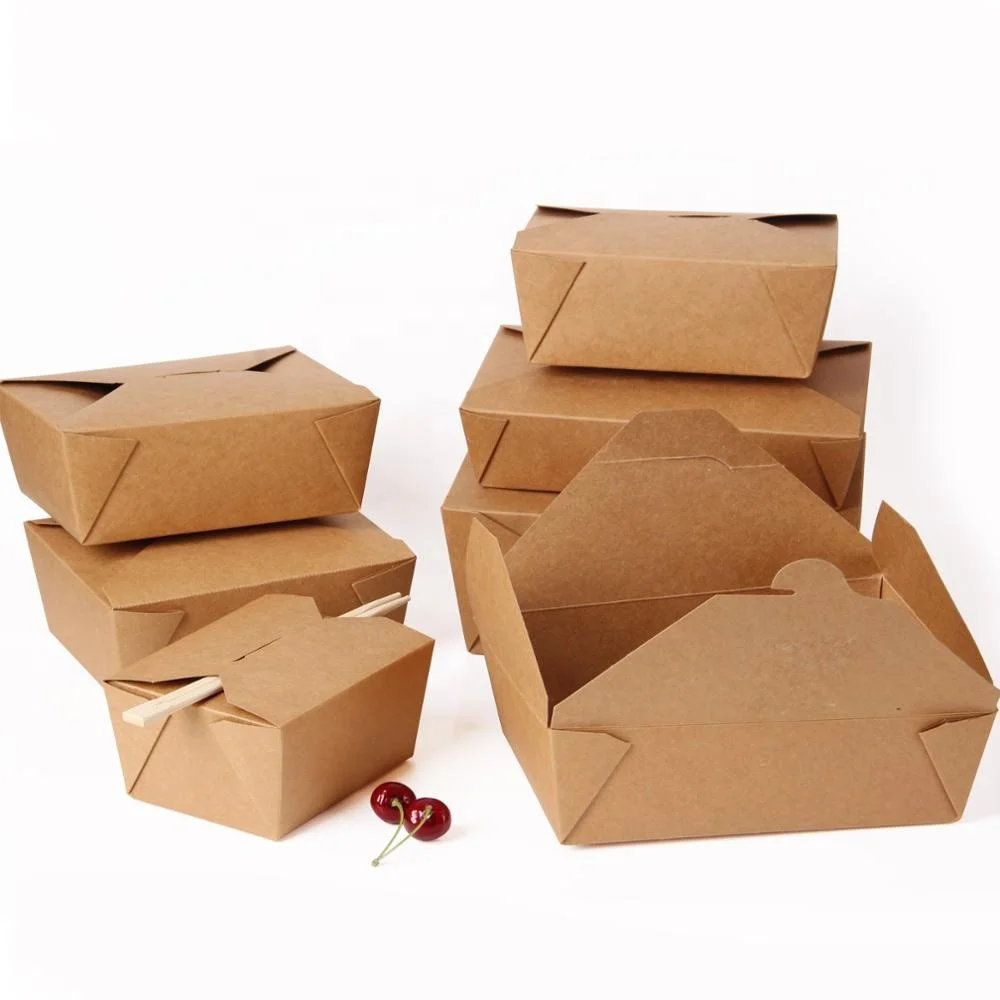 Custom Printed Disposable Take away To go Packaging Container Kraft Lu –  Fastfoodpak