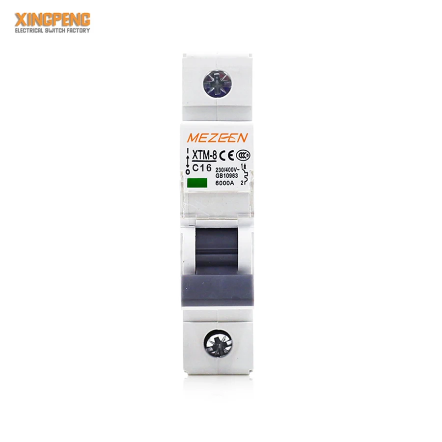 Support Customized Factory Best Sale Miniature Circuit Breaker XTM8 Grey Handle 1P 16A AC 230V 50/60hz MCB With Indicator Light