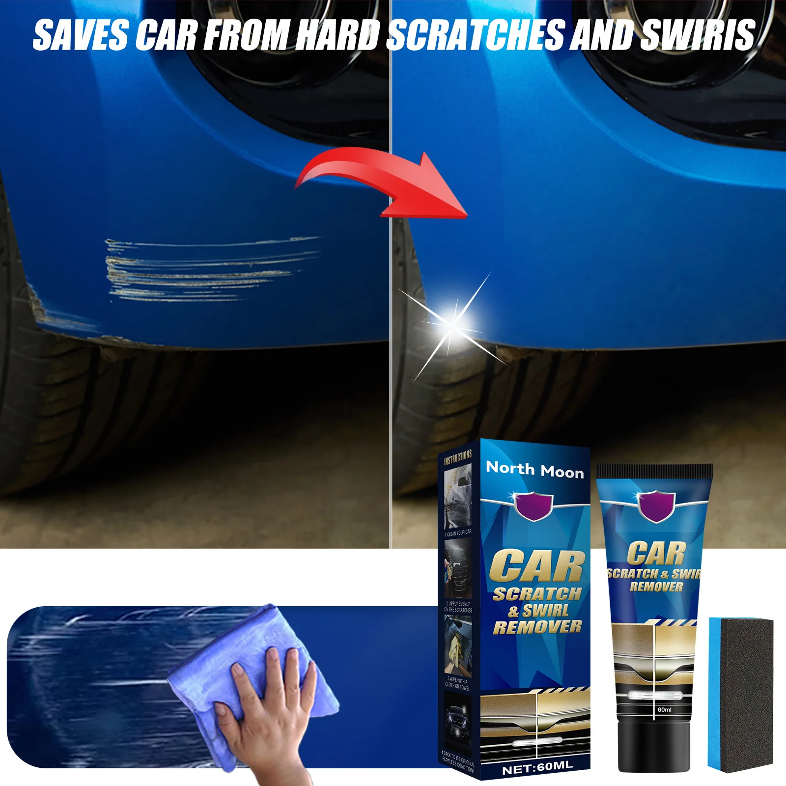 Jsz 15ml 60ml 120ml Car Scratch Remover Repair Paint Care Tool Auto ...