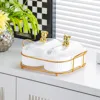 ขาตั้งหมีทอง - จานวงรีสีขาวขนาดใหญ่ - 2 ช่อง