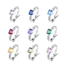 Rings Ring Ring Isunni Delicate Birthstone S925 Sterling Silver Heart Shape Opening Adjustable Rings