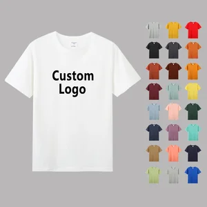 Cotton Tshirts Custom Men's 205 GSM T-Shirt Short Boxy Style With Embroidered Leopard Pattern O-Neck Short Sleeves Tshirts