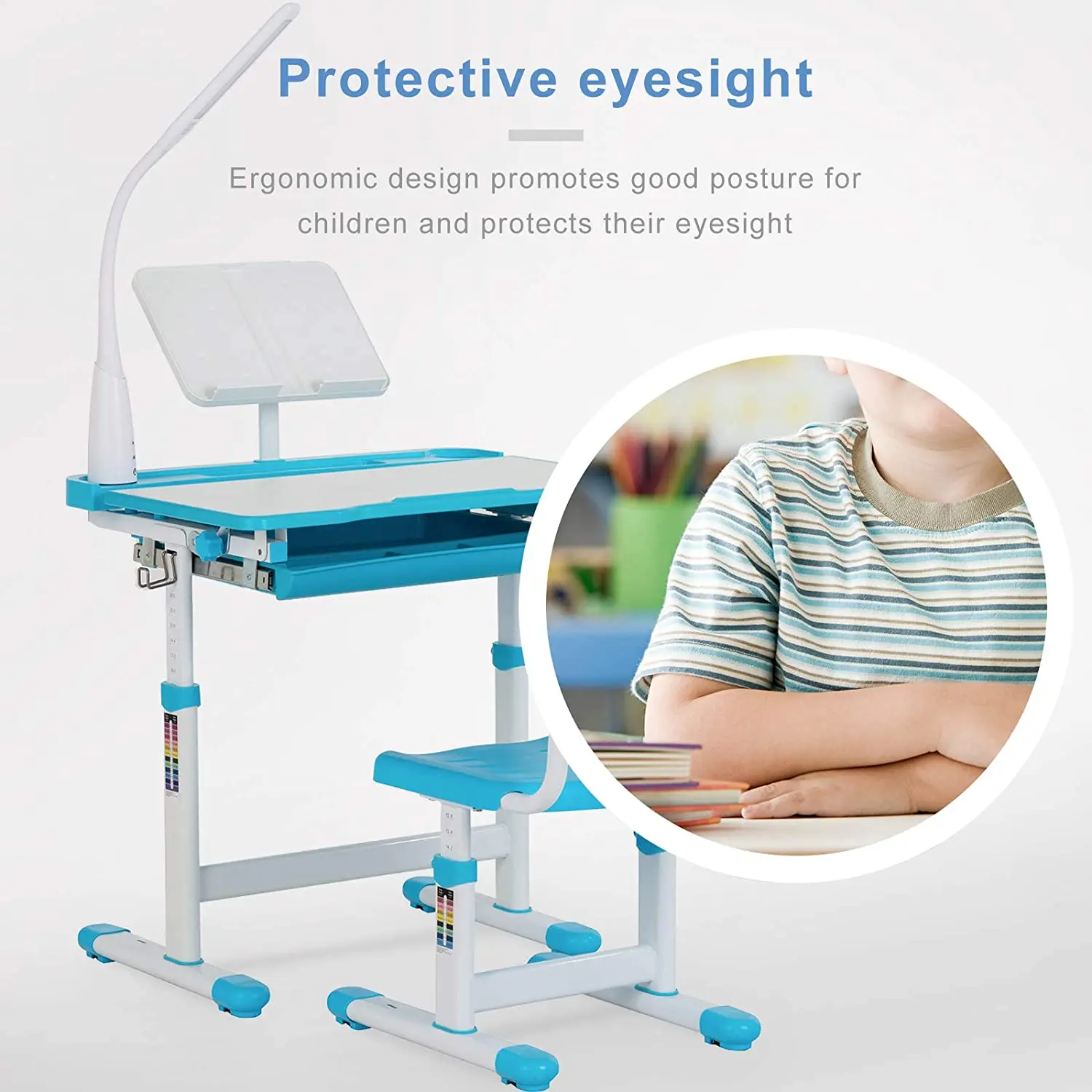 Children Drawing Study Table Chair Set Pink Blue Home Use Student Chair