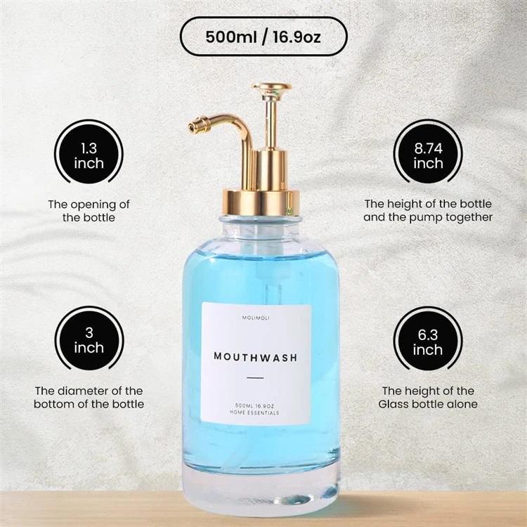 2023 New Hand Bathroom Soap Dispenser Set Glass Mouthwash Dish Soap