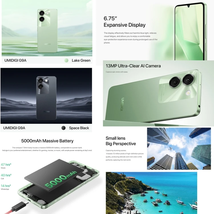 UMIDIGI G9A - 4GB+64GB, 6.75 Inch, 5000mah Android 14 Phone