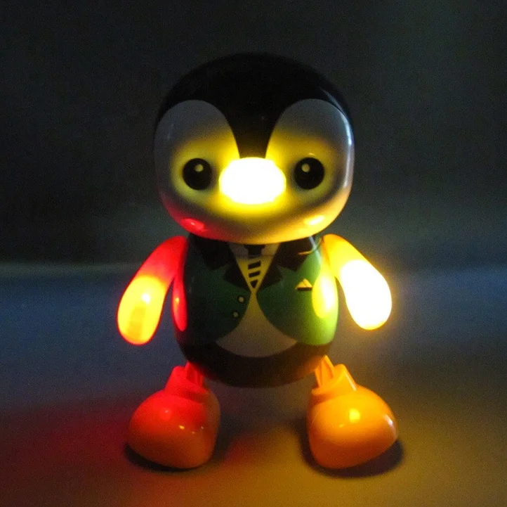 Penguin Doll Electric Walking Dancing Robot Toy with LED Light and Music for Kids