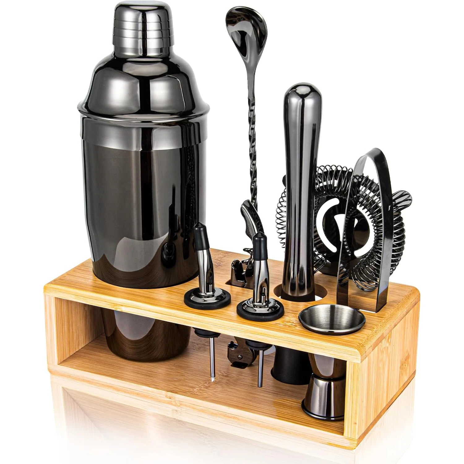 10-Piece Stainless Steel Modern Luxury Cocktail Shaker Set with Rolling Travel Bag-Portable Bartending Tool with Custom Logo
