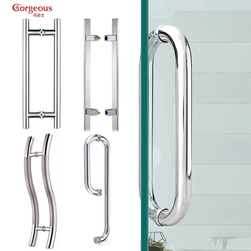 hotel bathroom glass shower sliding door stainless steel 304 commercial single side pull handle for wooden glass door handle