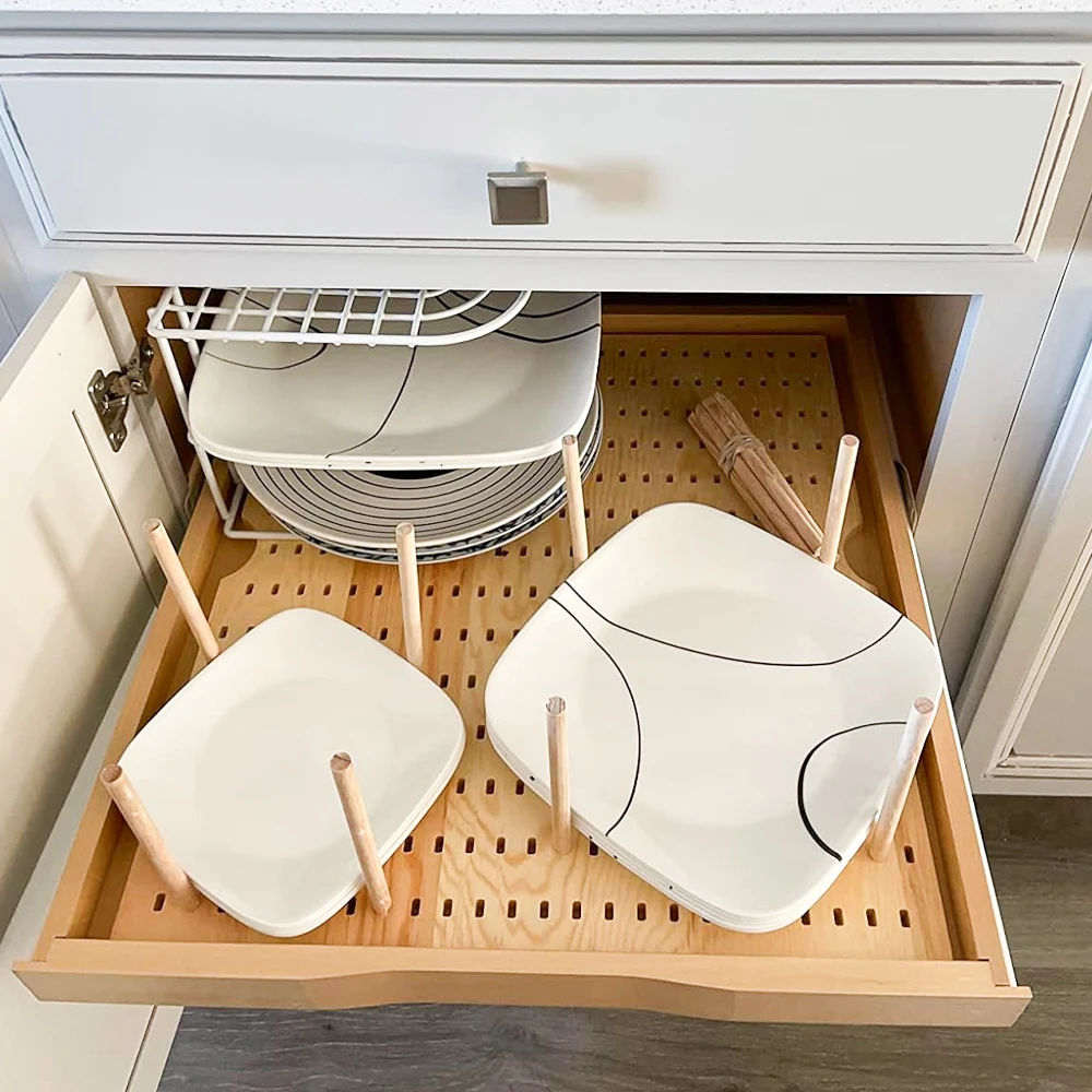 Distributeur D'assiettes En Papier SpaceAid – Bambou 10 Pouces – Sous Armoire