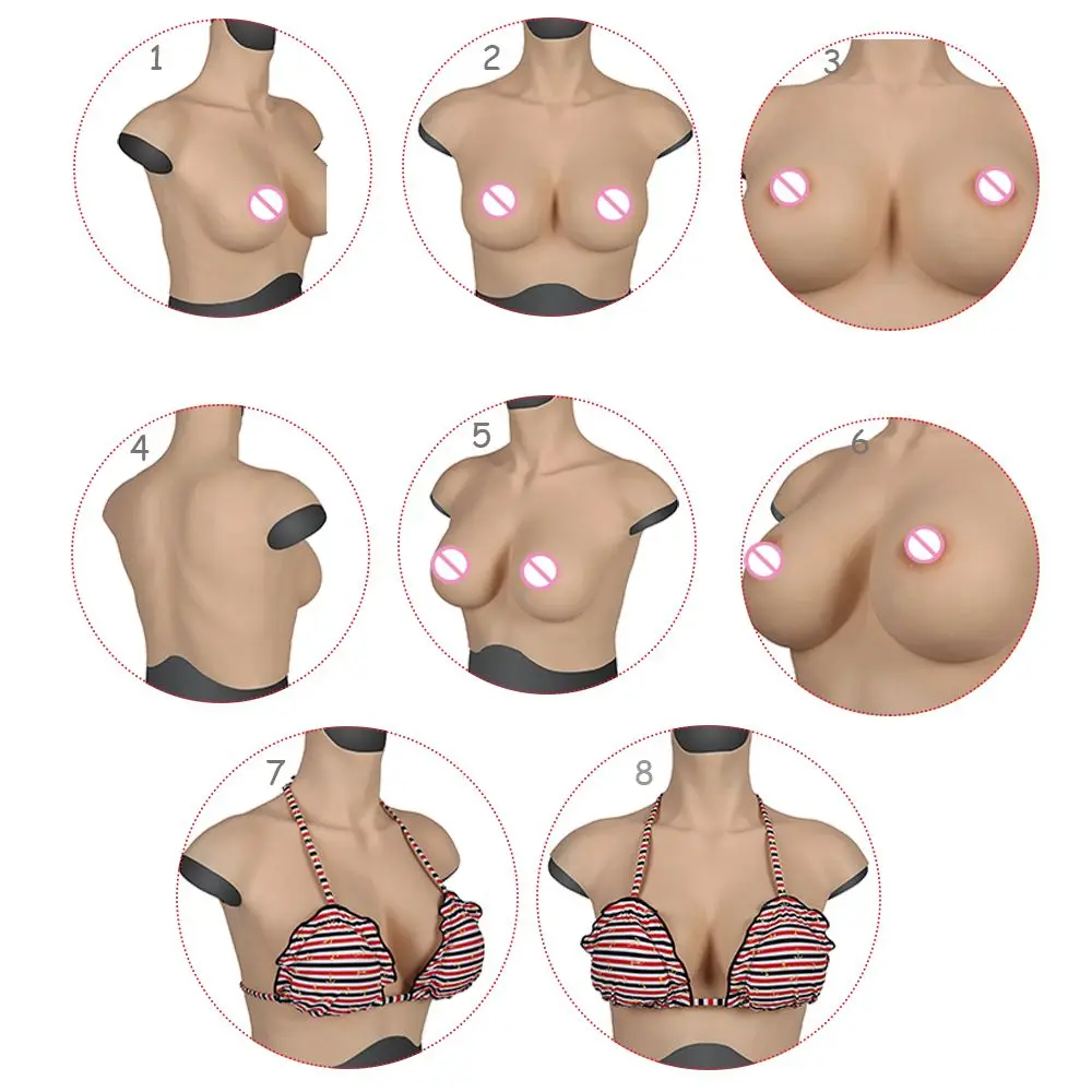 URCHOICE Realistic Silicone Breast Form Fake Artificial Boobs With Vaginal Pants for Crossdresser Shemale Transgender Drag Queen