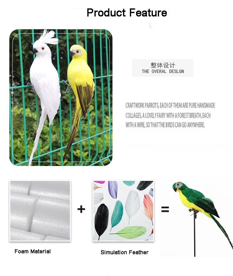 Цветные искусственные попугаи, украшение для дома и сада, искусственные попугаи