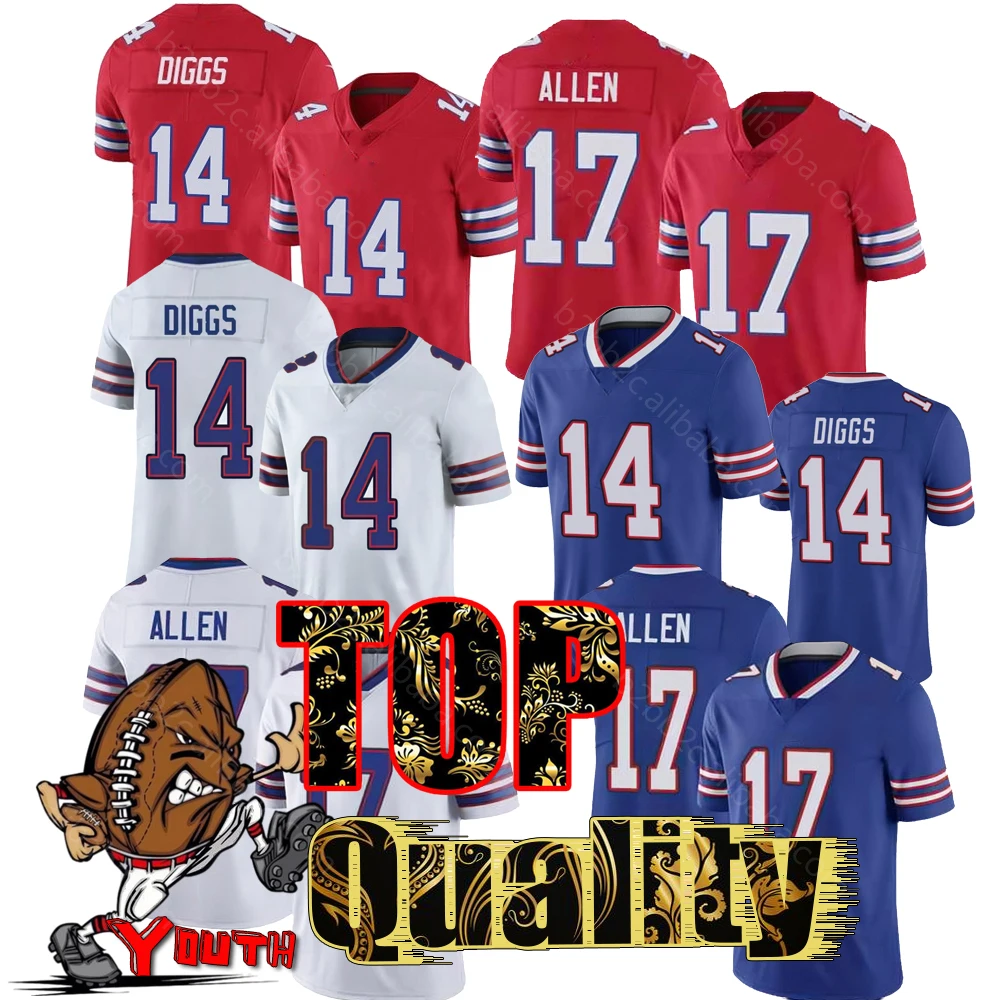 Wholesale Youth 14 Stefon Diggs 17 Josh Allen Kids American Football Jersey  Stich S-5XL From m.