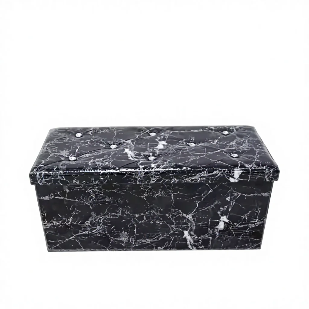 Modern Marble Print Storage Stool Ottoman with Diamond Decoration Portable for Bedroom Apartment-Factory Wholesale for Home Use