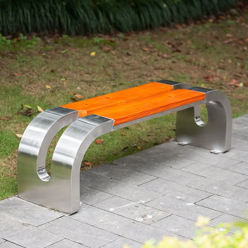 Modern design Stainless steel outdoor bench seat urban bench furniture wood outdoor bench for park