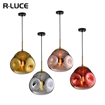 Factory Price Simple Modern Style Living Room Indoor Decoration LED Golden Glass Ball Ceiling Pendant Light Chandeliers