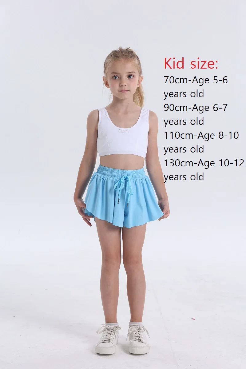 2 In 1 Flowy Running Yoga Shorts Women Gym Sport Kid Biker Butterfly