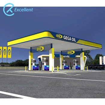 Hot Selling Gas Station Prehab Canopy Roof Fascia Waterproof Custom Gas Station Canopy