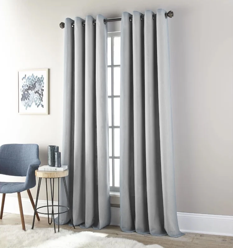 Dubai Double Side Linen Curtain Fabric Light Grey Drapery Pleated Curtain Living Room Sheer Curtain Blackout Fabric