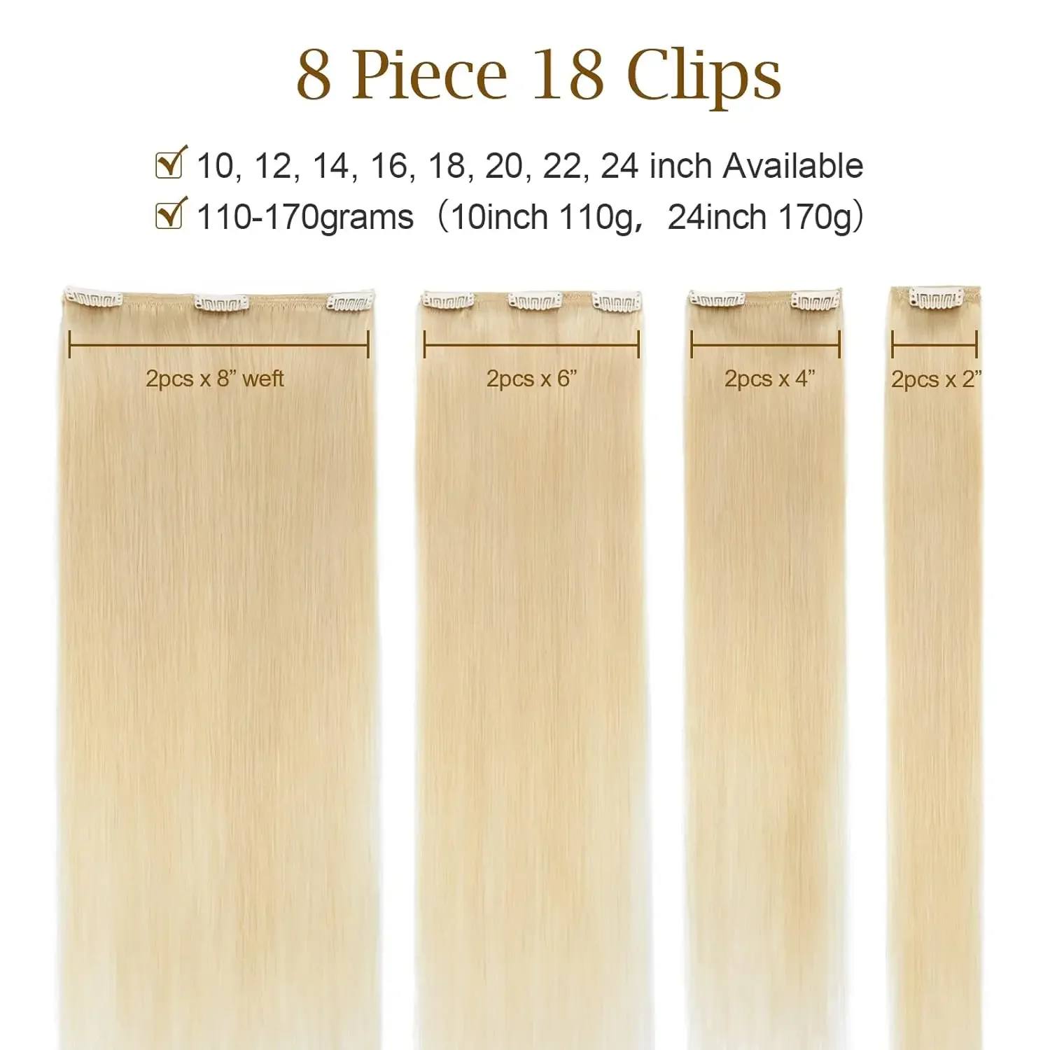 Clip In Human Hair Extensions Natural Black Set For Added Volume_voghion.com