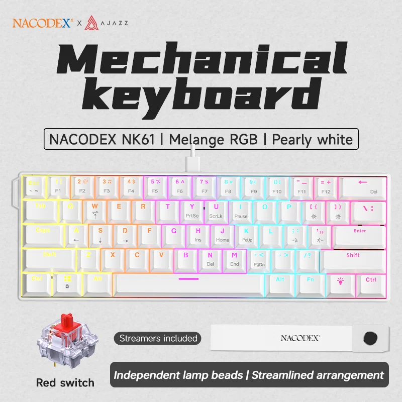 AjazzNK61 Wired Gaming Keyboard 8K Polling Rate Low Latency RGB