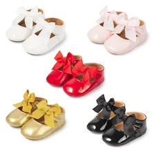 Cute Bowknot Newborn Girls Rubber Sole Princess Party Baby Dress Shoes For Babies Baby Shoes