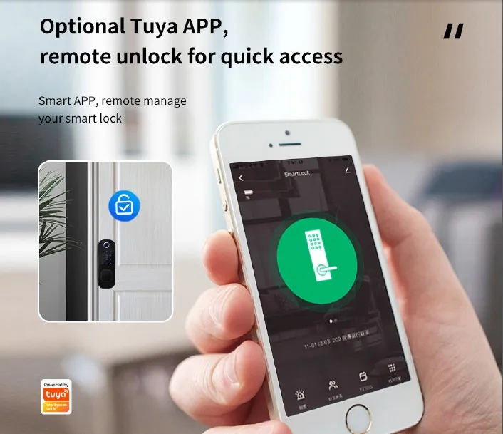 Dual Side Fingerprint Security Smart Lock Tuya App WiFi Keyless Access for Smart Home Gate Door Lock