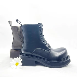 Professional Custom Casual Leather Boots for Ladies Height Increasing Ankle Boots Breathable Feature Square Heel for Autumn