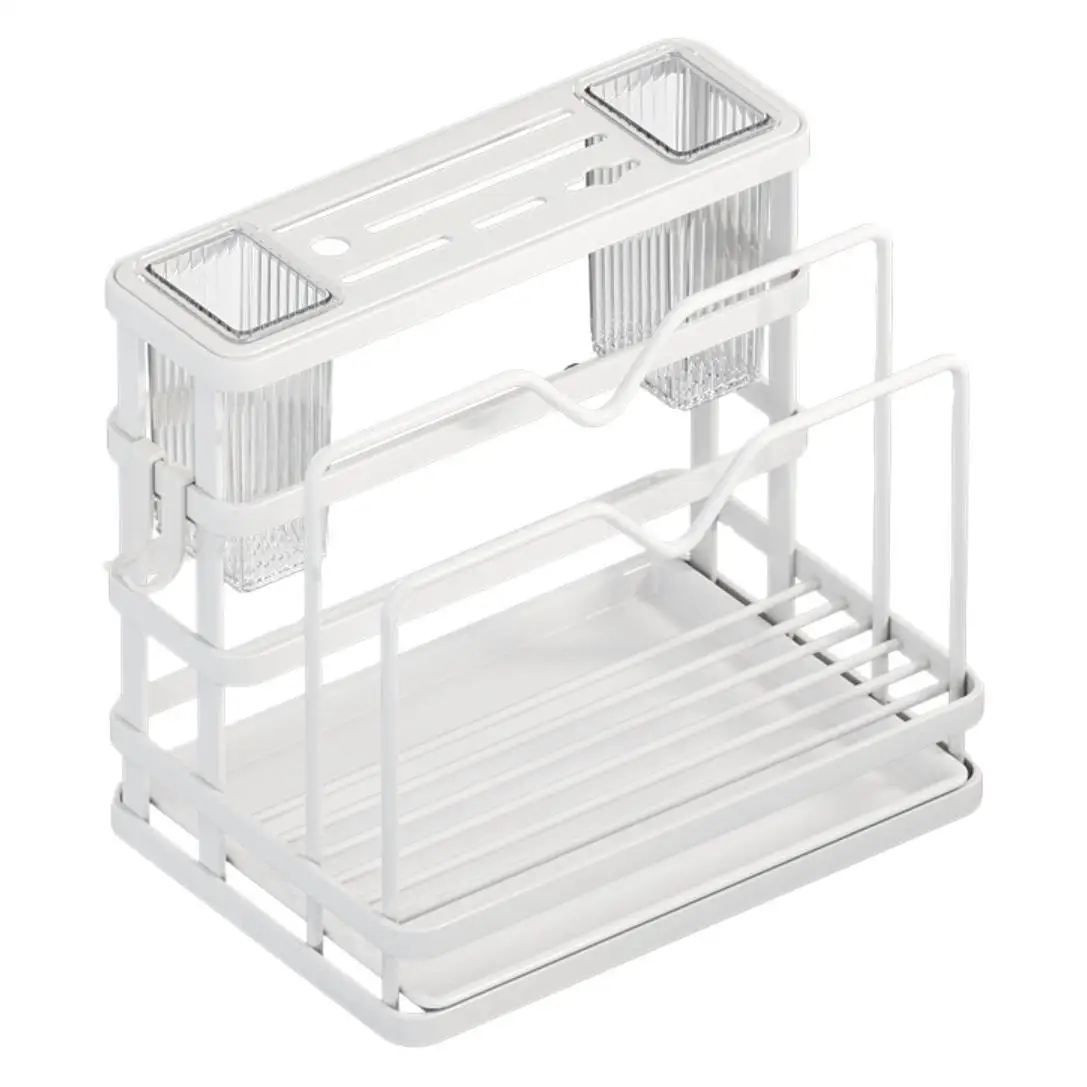 Multi-Functional Integrated Knife Holder Box Pot Lid Cutting Board Standing Type Kitchen Storage Rack Wash Drain Household Metal