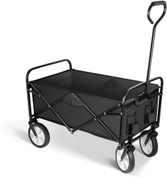 Collapsible Foldable Wagon Beach Cart Large Capacity, Heavy Duty Folding Wagon Portable Collapsible Wagon