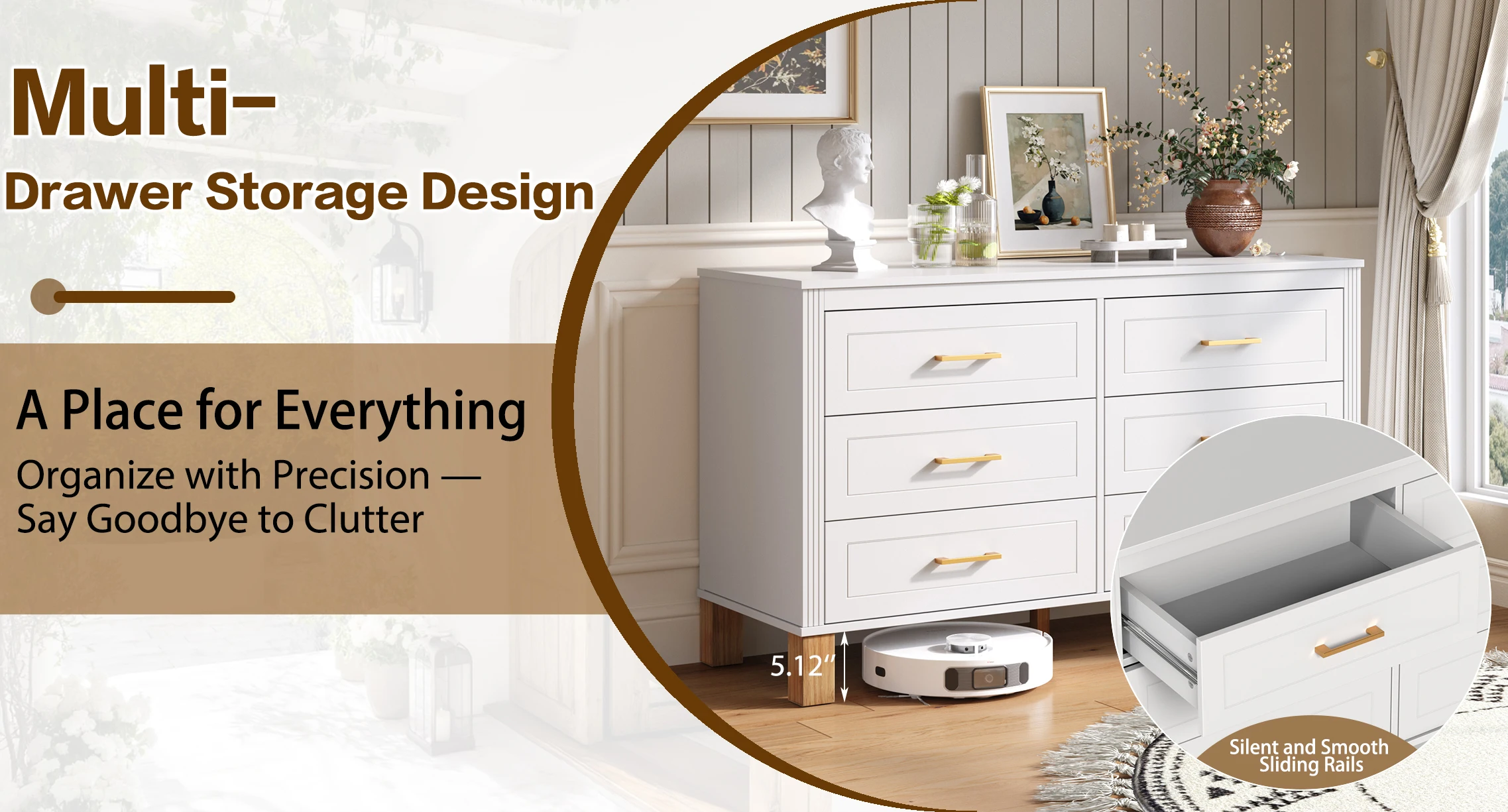 Framed Six-Drawer Dresser — product details