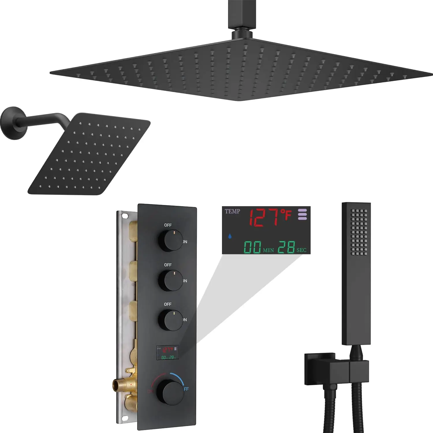 Lattimore Shower System With Rainfall Shower Head & Hand Shower - Chrome - Metal - Signature Hardware 416164
