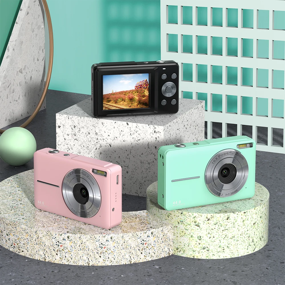 Fotocamera Digitale, Zoom Digitale 16X Fotocamera per Bambini 1080P 16MP Autofocus Vlogging Camera 2.4 In Fotocamera Portatile Stabilizzazione Multiasse Fotocamera Digitale