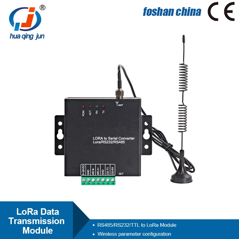 Huaqingjun RS485 232 TTL to LoRa Data Communication Module 6KM Wireless Ethernet to 232/485 Repeater Network Radio