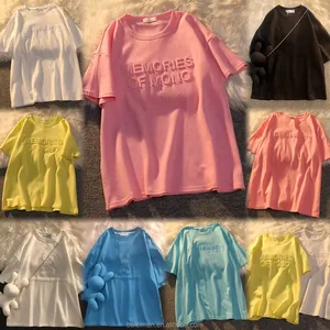 Summer New Arrival Trendy INS Printed Loose Short-Sleeved T-Shirt for Teenage Women XL Size Tops Feather for Student Lazy Style