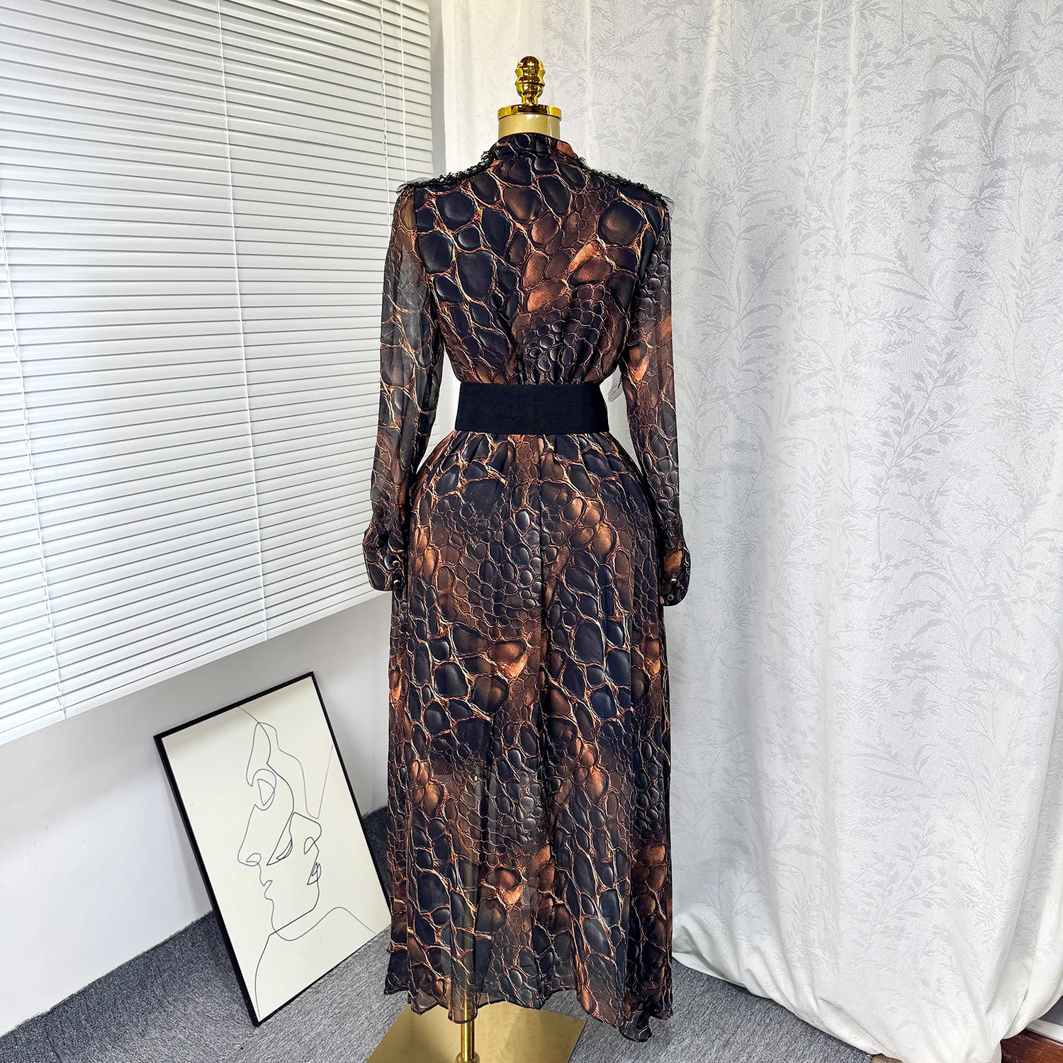 green emerald velvet dress Leopard Embroidered Dress main image 1