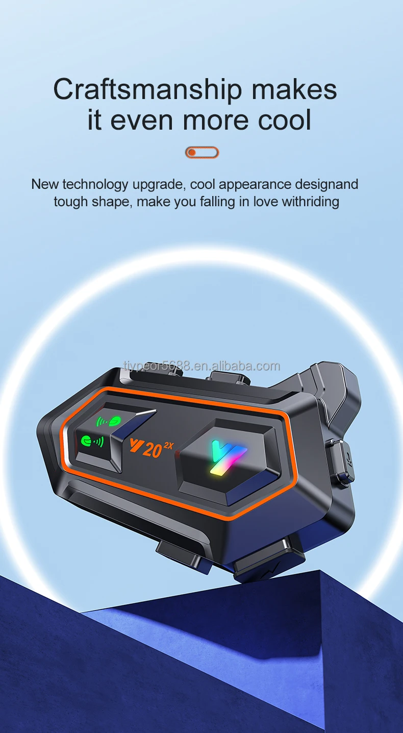 product tiypeor motorcycle helmet bluetooth interconnect earphone long battery headset for 2 riders 1000 meters intercom waterproof ipx6-4