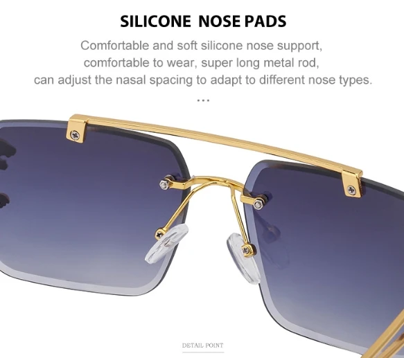 Rimless Sunglasses Square Fashion Shades Tinted Lens Metal Frameless Rectangle Y2K Glasses UV400