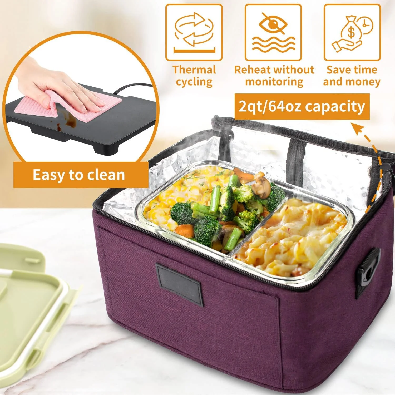 Reheating Meals Electric Portable Oven Car Food Warmer 12v 24v 2 In 1