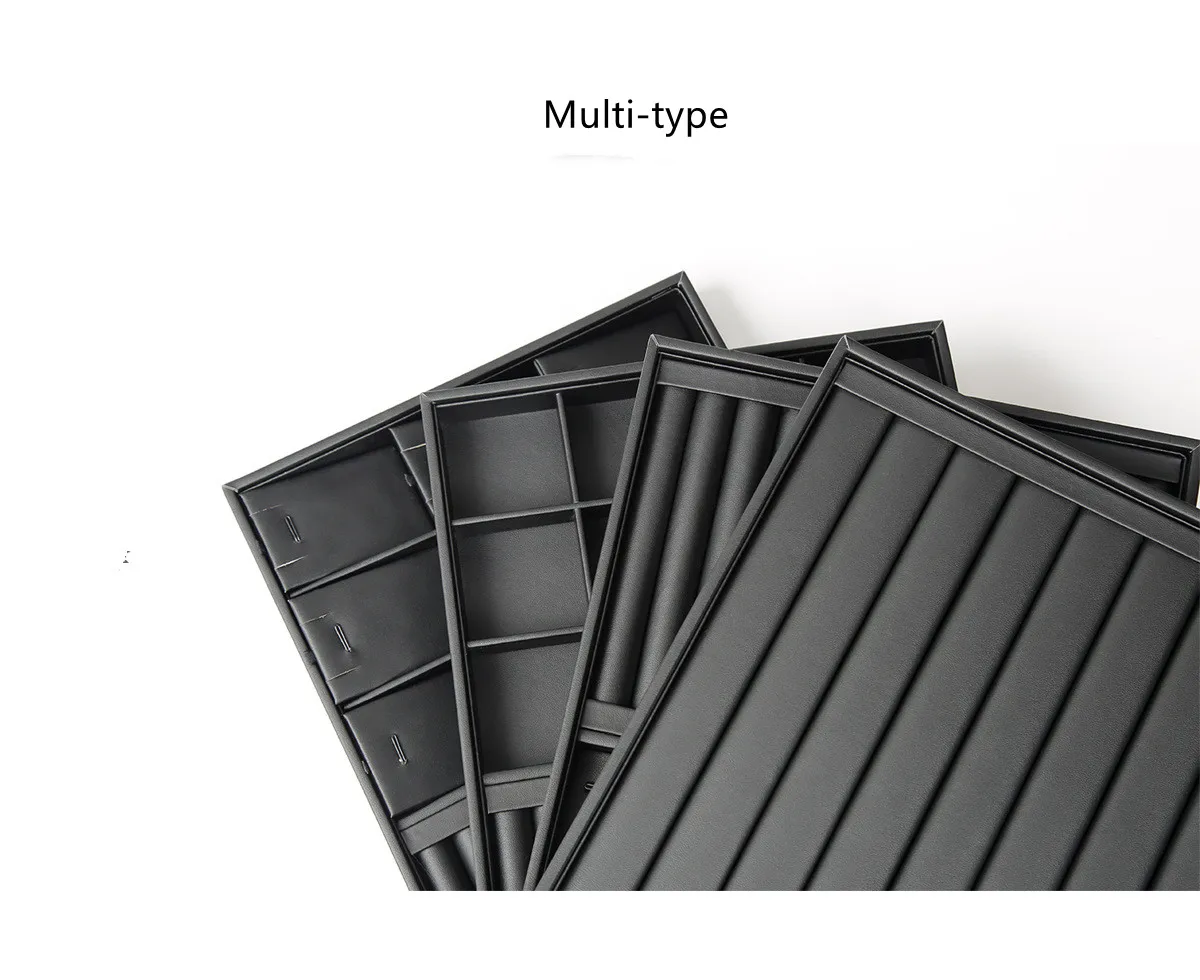 Luxury Black Leather Jewelry Display Tray For Counter Display Pu