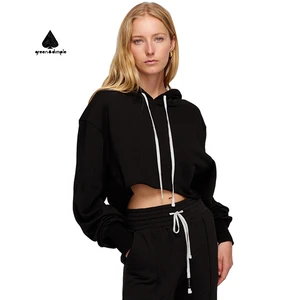 Custom Design Blank Cropped Pullover French Terry Cotton Casual Hoodie High Quality Fashion comfort Crop Top Hoodie