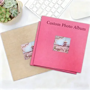 Custom Inner Pages Embossing Printing Hardcover Window Scrapbook Self adhesive Wedding Photo Album Creative Blank for E-commerce