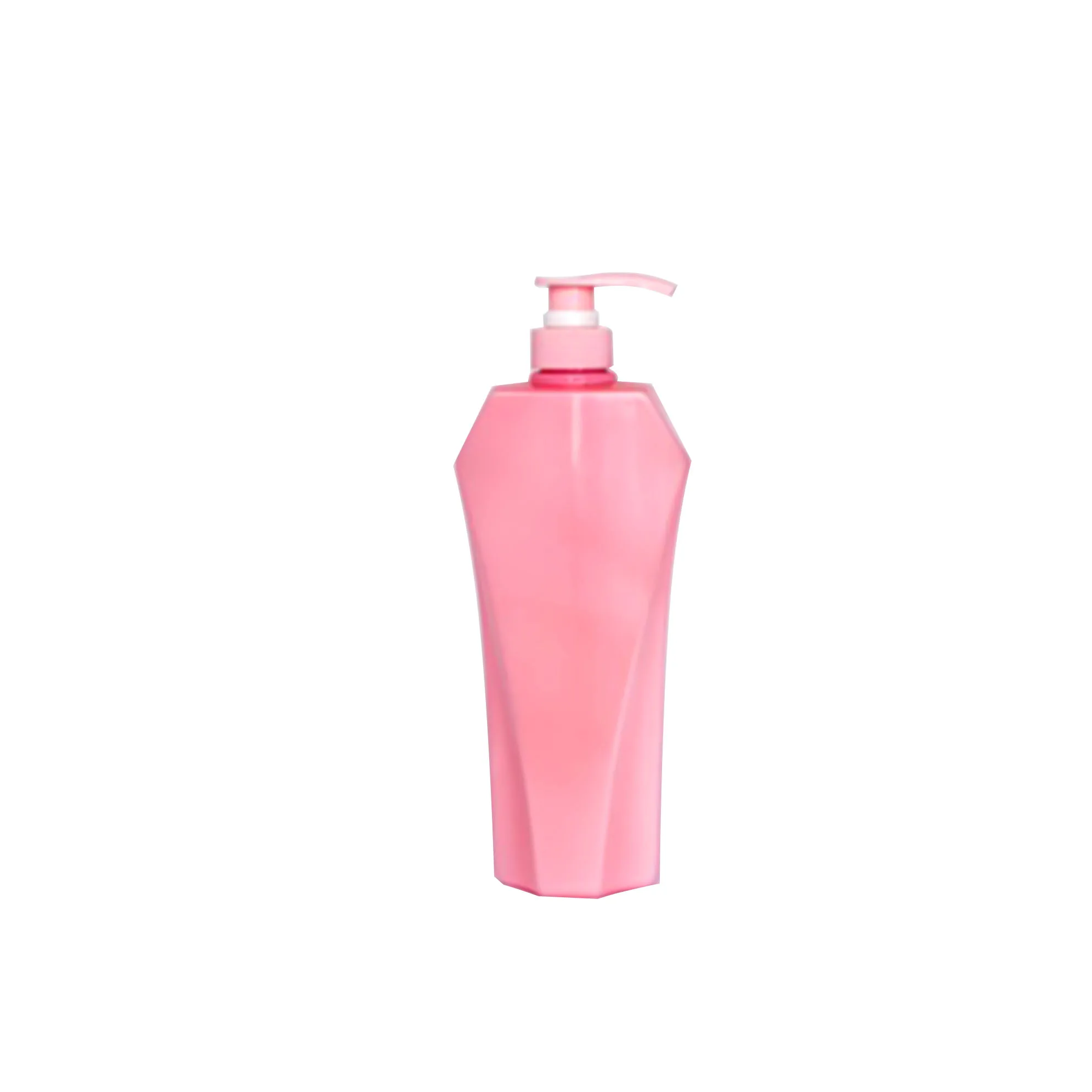 Hot sell diamond shape pink shampoo bottle 200ml 500ml 750ml plastic pet bottle with lotion pump