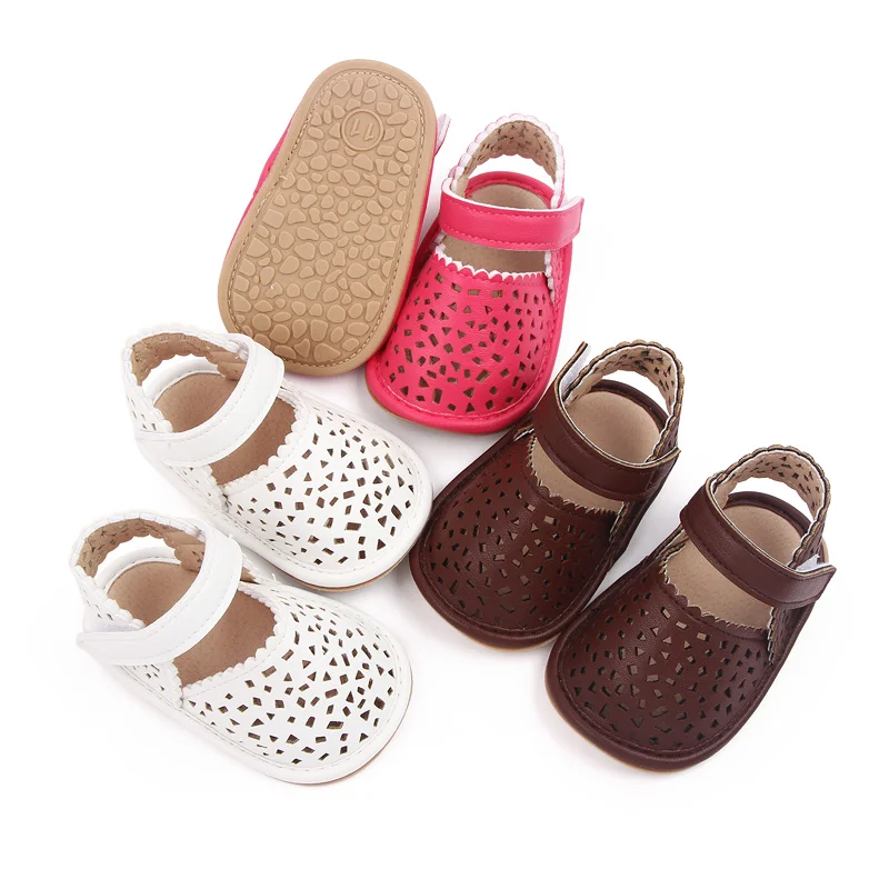 Baby Girls Summer Solid Color Hollow-out Breathable Soft Sole Non-slip Princess Walking Sandals
