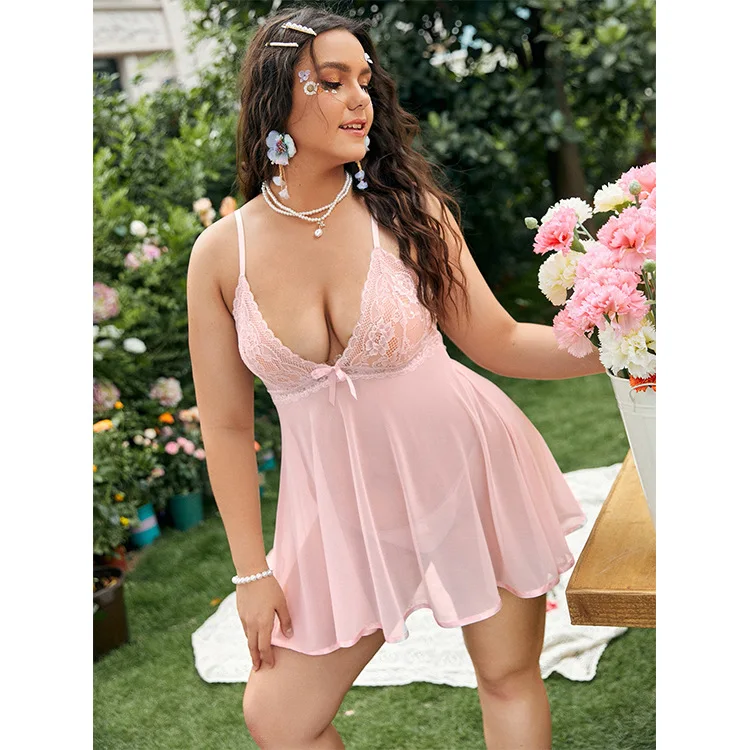 Deep Love OEM&ODM 2022 Custom Designer Luxury Pink Sexy Lingeries Plus Size Women's Underwear Dresses Sleepwear