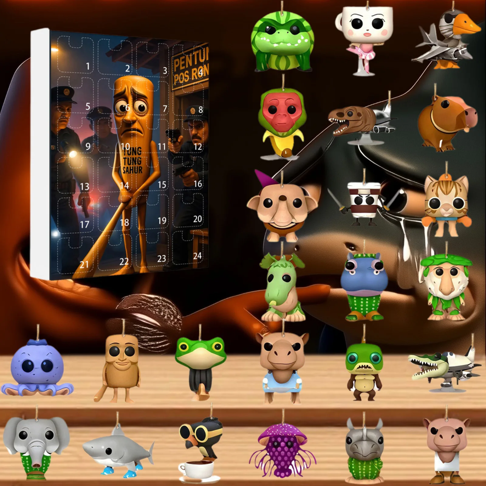 Calendario De Adviento Italian Brainrot 2025 - 24 Figuras De Silicona Divertidas, Tema Meme, Para Decoración Navideña