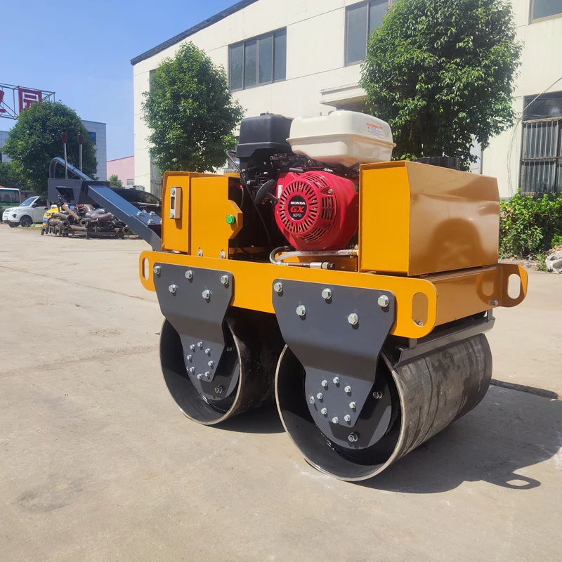 Portable Double Drum Vibratory Manual Roller Compactor Mini Walk-Behind Road Roller with Pump Motor Gear Core Components