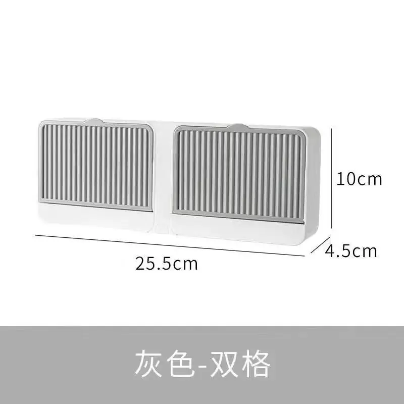 Adhesive Bathroom Shelf Wall Mounted Storage Rack Without Drill Soap Holder with Cover Dustproof and Waterproof Soap Box