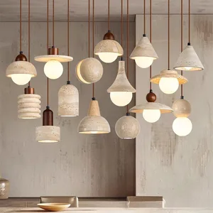 JACKSUN Nordic Modern Yellow Cave Stone Restaurant Bar Pendant Light Cement Terrazzo Bedroom Bedside Pendant Light