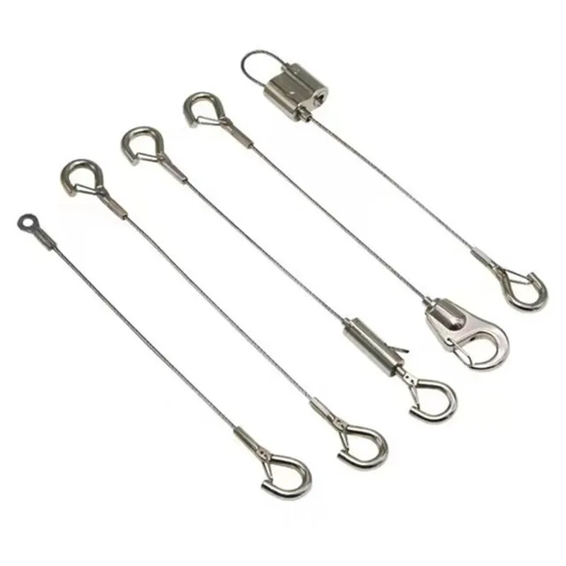 High Quality 2mm Stainless Steel Security Steel Wire Rope Assembly Cable With Hooks