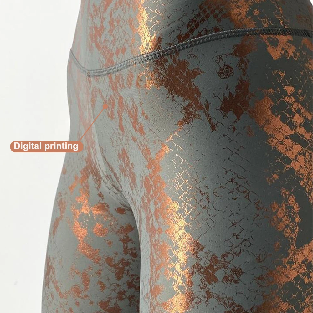 Free Sample Hot Sale Custom Yoga Women Leggings 4 Needles 6 Threads Snakeskin Animal Print Women Yoga Leggings Pants